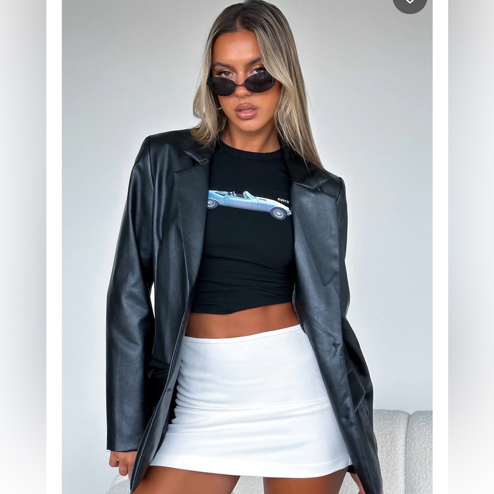 White Fox Take The Lead PU Blazer Black